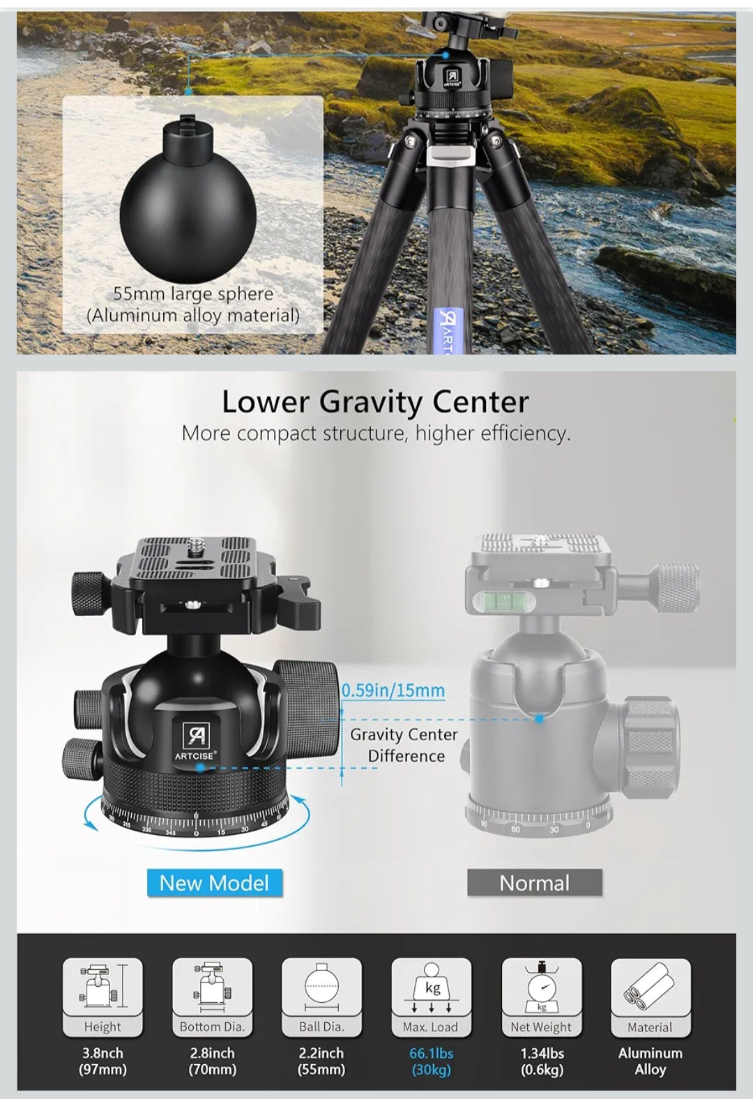 ARTCISE 55mm BALL HEAD